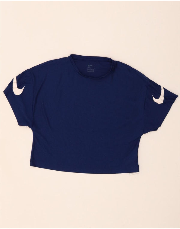 Camiseta Nike feminina Crop Graphic Top 12-13 anos grande azul marinho poliéster