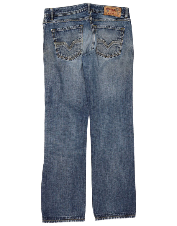 Diesel masculino Larkee Distressed Regular Straight Jeans W32 L34 Azul Algodão
