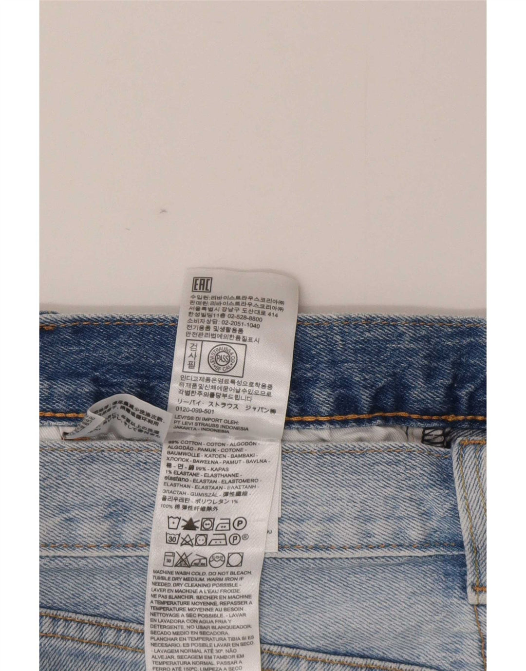 Shorts jeans masculino 501 da Levi's W31 algodão azul médio