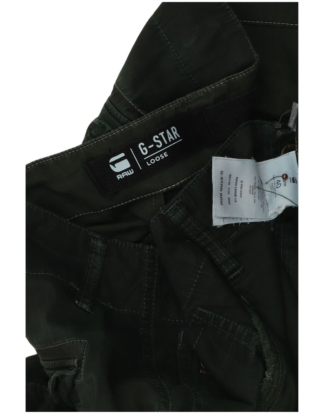 G-STAR Mens Loose Fit Cargo Shorts W40 XL Algodão Verde