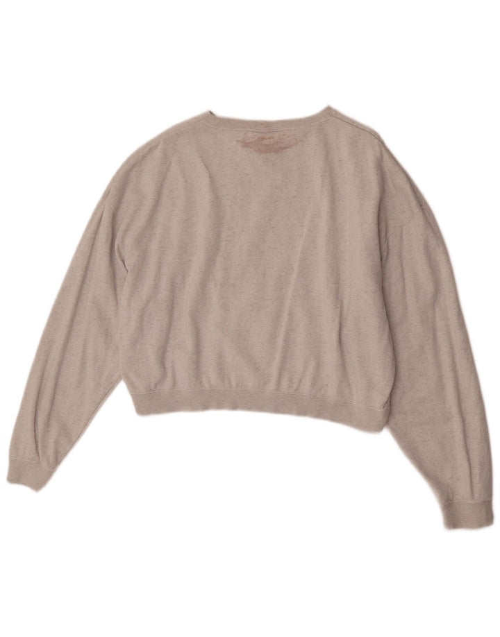 Nike Womens Crop Oversized Moletom Jumper UK 14 Médio Cinza Listrado