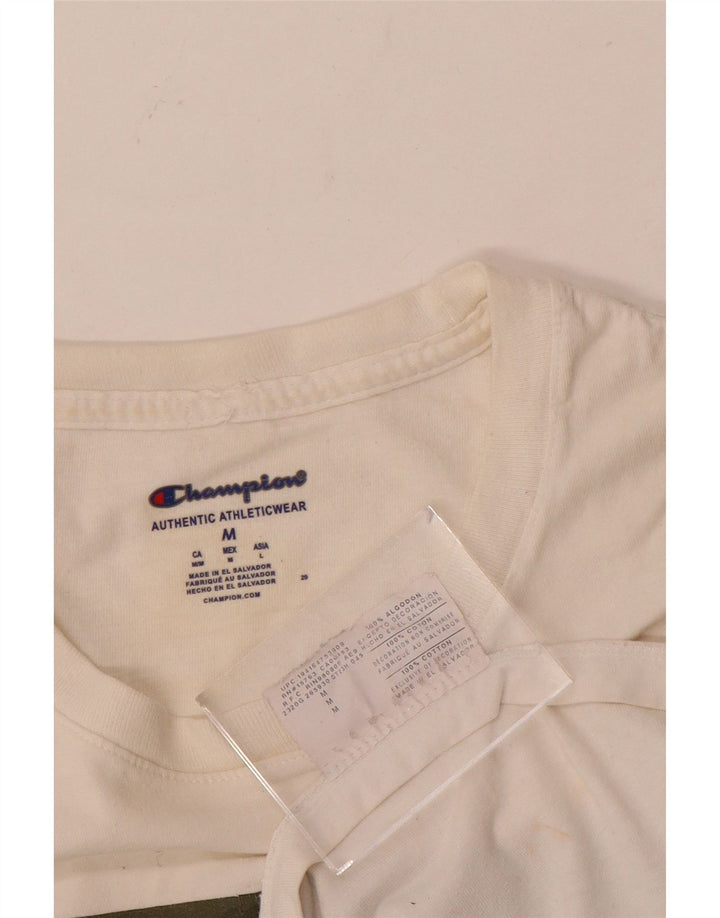 Camiseta gráfica masculina Champion Top médio algodão branco