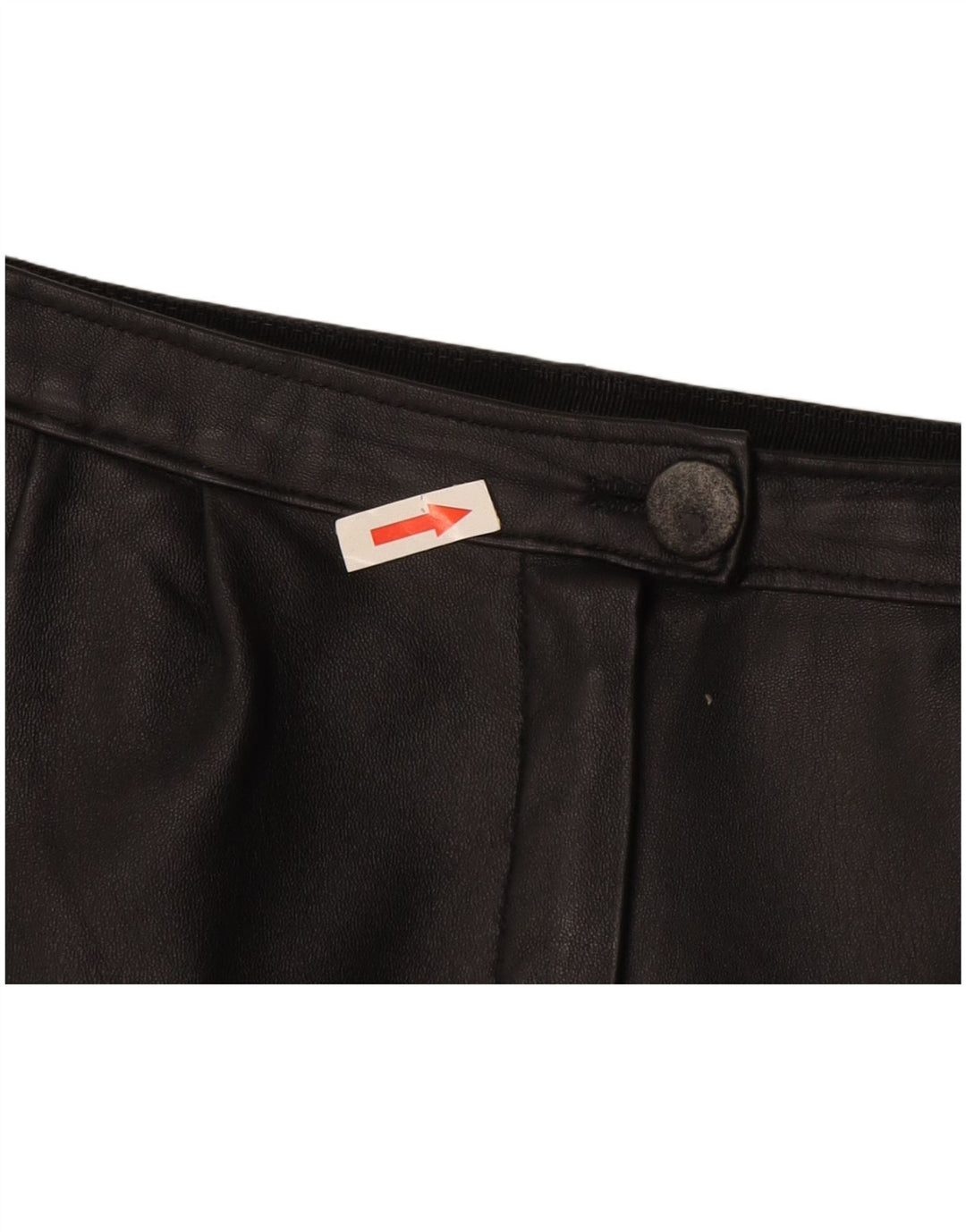 Saia de couro feminina vintage W28 média preta