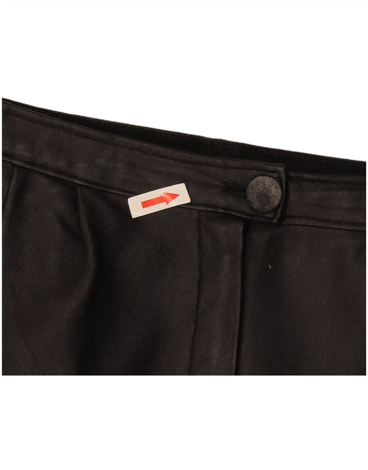Saia de couro feminina vintage W28 média preta