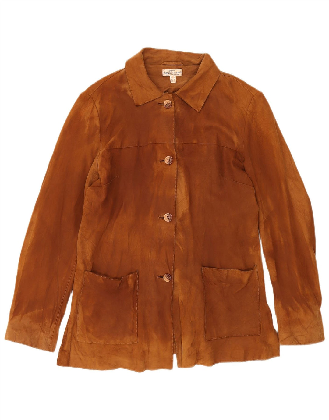 Jaqueta feminina vintage de camurça Reino Unido 12 couro marrom médio clássico