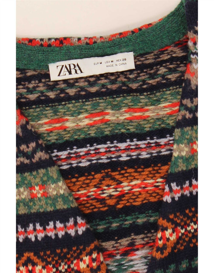 Colete feminino Zara UK 12 lã multicolorida média