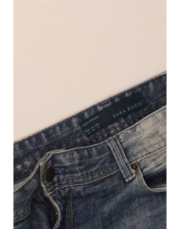 Zara Jeans feminino slim desgastado UE 42 grande W32 L30 azul