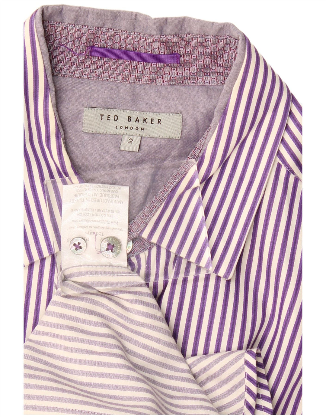 Camisa masculina TED BAKER tamanho 2 algodão listrado roxo pequeno