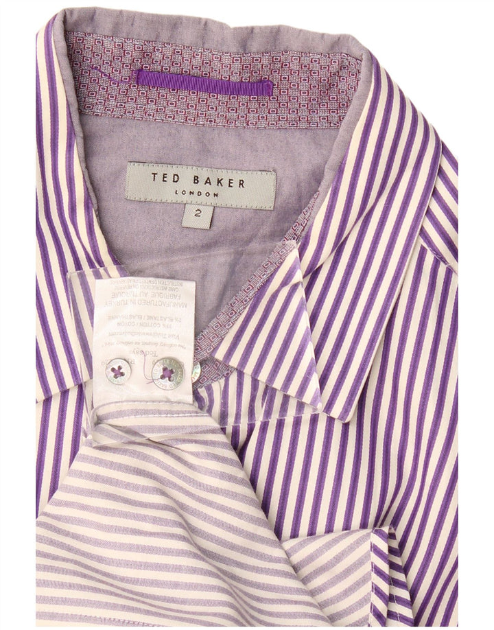 Camisa masculina TED BAKER tamanho 2 algodão listrado roxo pequeno