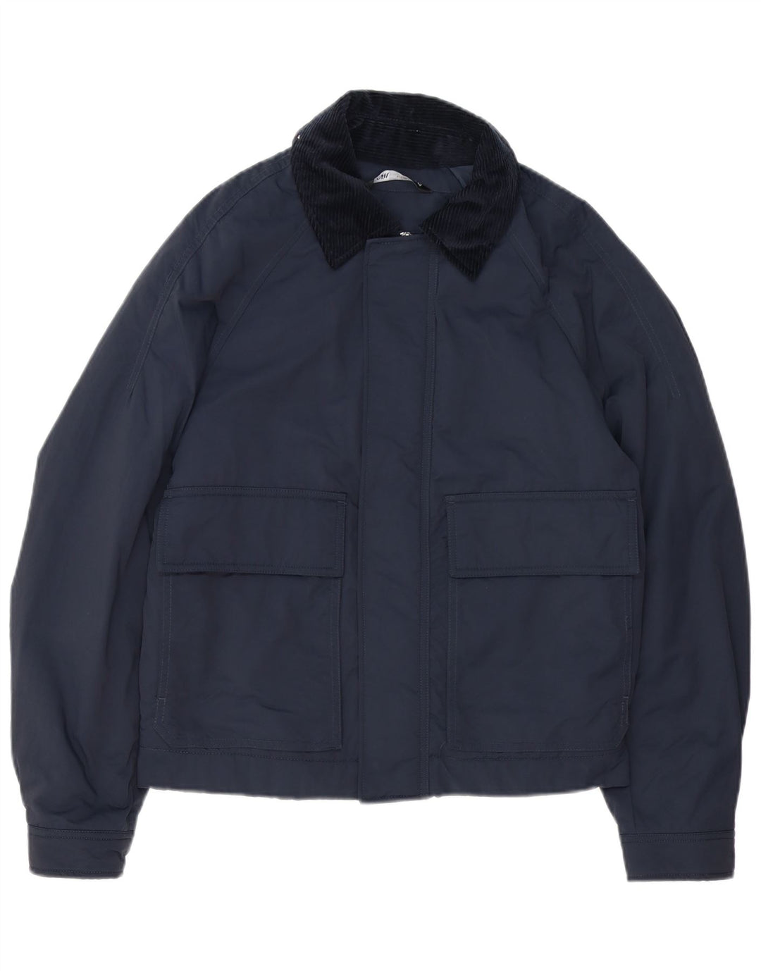 Zara Mens Bomber Jacket UK 36 Pequeno Poliéster Colourblock Azul Marinho