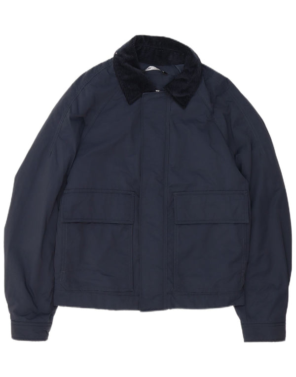 Zara Mens Bomber Jacket UK 36 Pequeno Poliéster Colourblock Azul Marinho