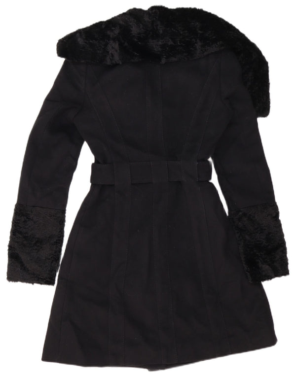Trench Coat feminino KAREN MILLEN UK 6 XS lã preta