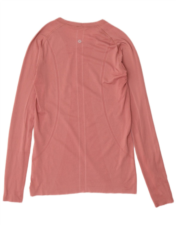 Lululemon Top feminino manga comprida UK 12 rosa médio