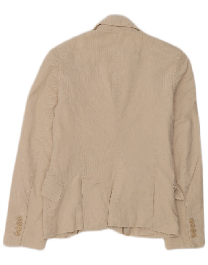 Zara Jaqueta blazer feminina de veludo cotelê com 2 botões EU 36 XS algodão branco