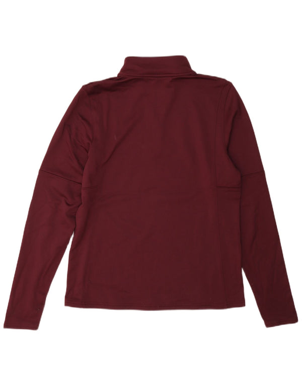 Top feminino Under Armour com zíper e manga comprida Reino Unido 14 médio Borgonha