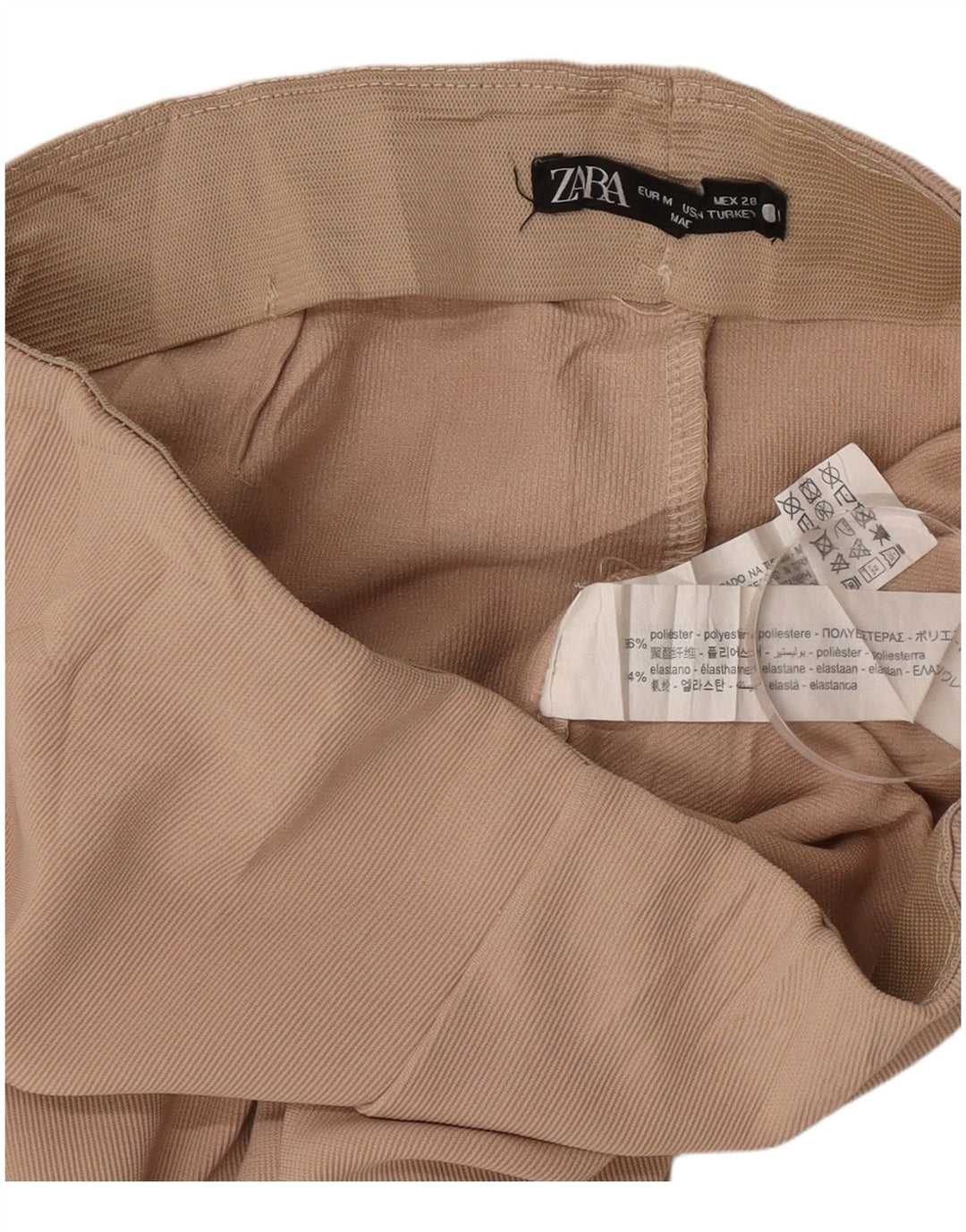 Zara Leggings feminino médio W28 L30 poliéster listrado marrom