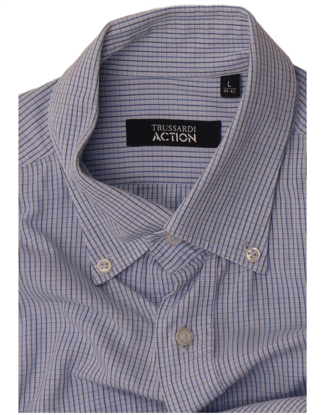 Camisa masculina Trussardi tamanho 41 42 grande xadrez azul