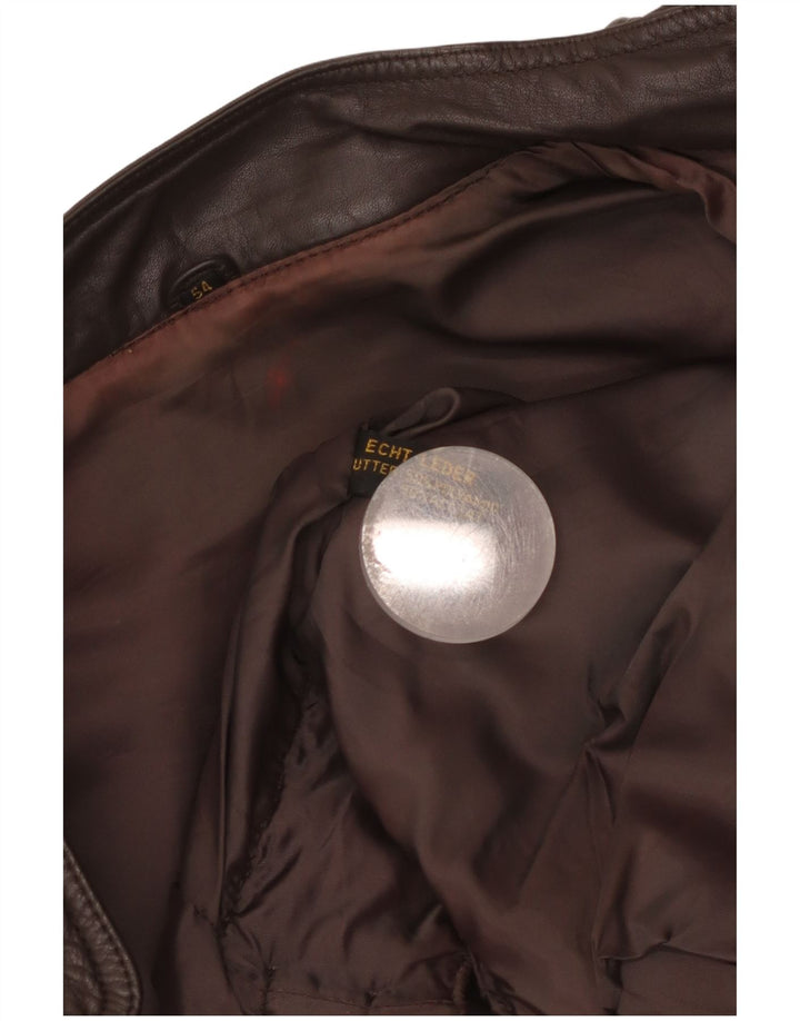 Jaqueta de couro bomber masculina vintage EU 54 2XL couro marrom