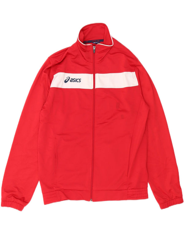 ASICS Mens Treino Top Jacket Medium Red Colourblock Poliéster