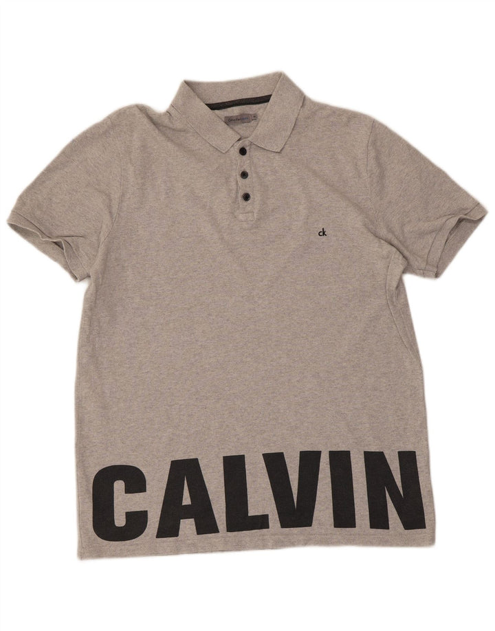 Camisa polo masculina CALVIN KLEIN JEANS algodão cinza médio