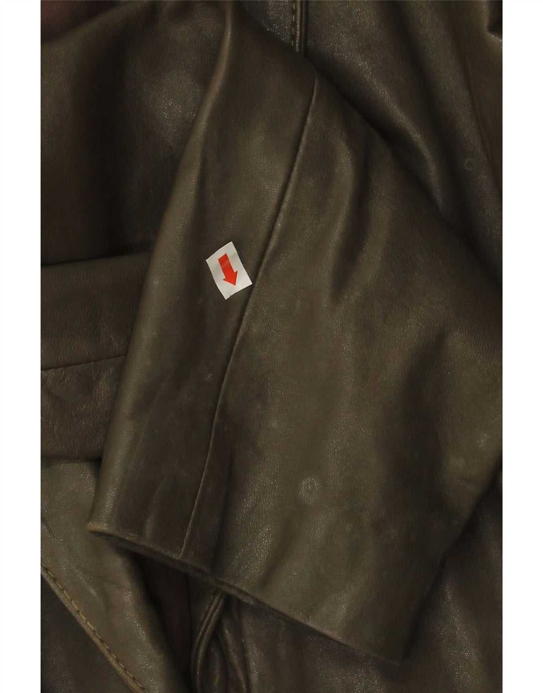 Jaqueta de couro feminina vintage UK 14 médio cáqui