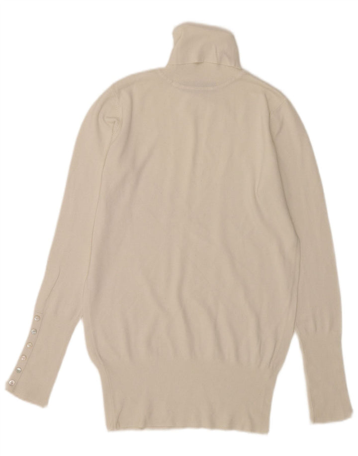 Suéter feminino Zara com gola redonda, Reino Unido 12, médio, rayon branco