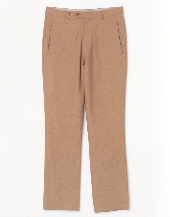 Calça vintage masculina de terno reto W32 L30 bege