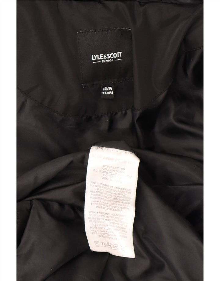 Jaqueta acolchoada com capuz para meninos Lyle & Scott 14-15 anos poliéster preto