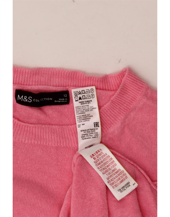 Suéter feminino MARKS & SPENCER com gola redonda UK 12 acrílico rosa médio