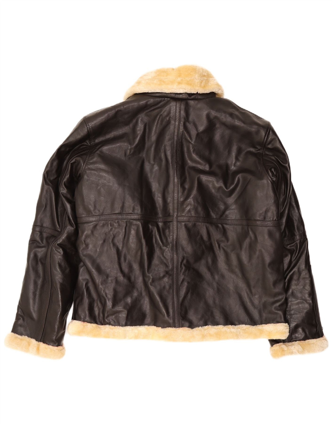 Jaqueta masculina VINTAGE Shearling UK 50 5XL couro marrom