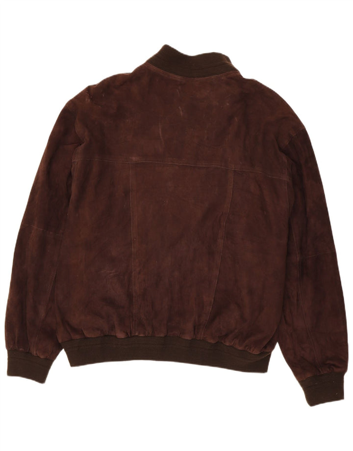 Jaqueta bomber masculina vintage de camurça IT 58 4XL couro marrom
