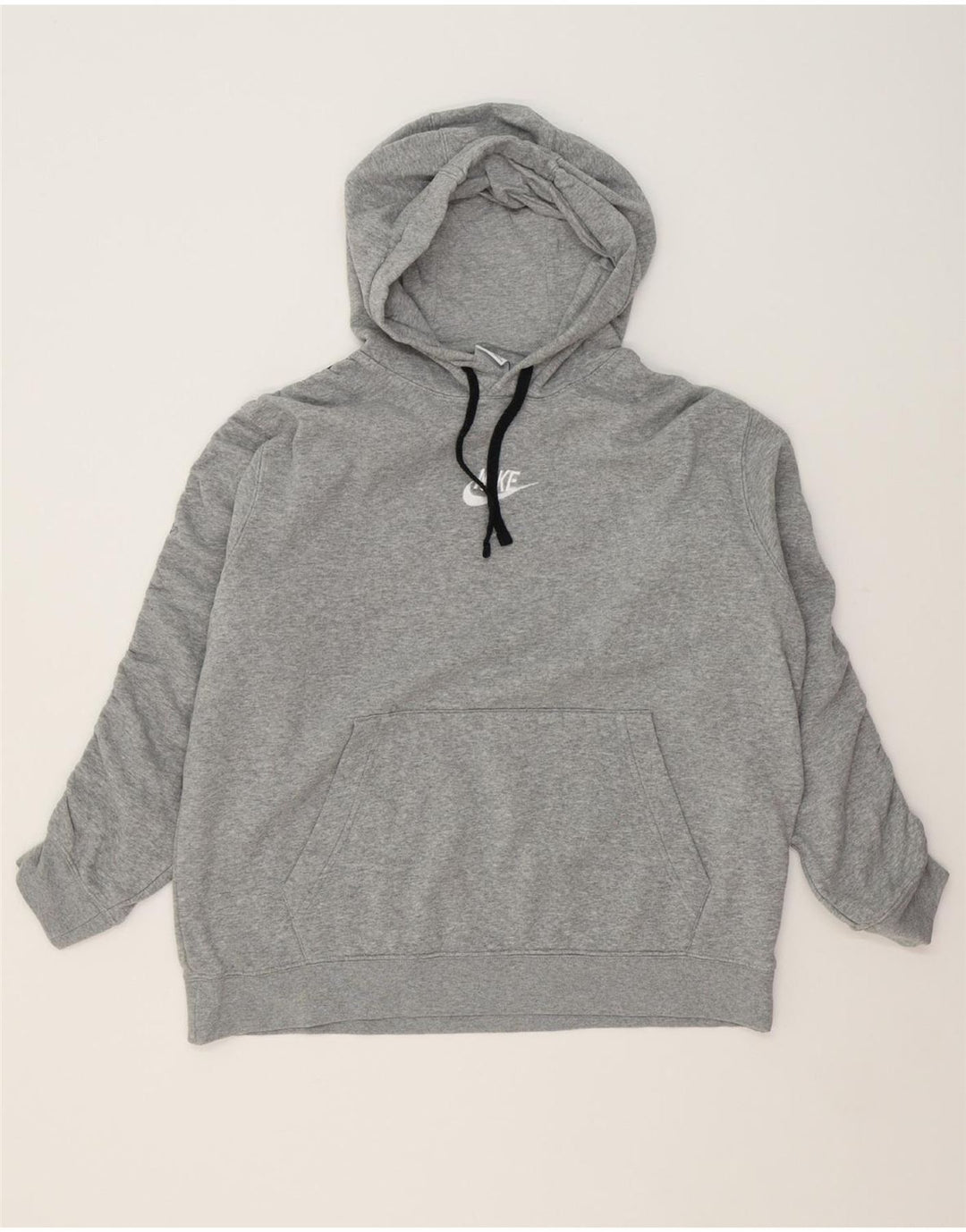 NIKE Womens Graphic Oversized Hoodie Jumper UK 16 Large Grey Cotton Vintage Nike and Second-Hand Nike from Messina Hembry 