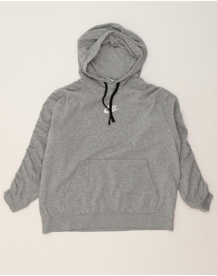 NIKE Womens Graphic Oversized Hoodie Jumper UK 16 Large Grey Cotton Vintage Nike and Second-Hand Nike from Messina Hembry 