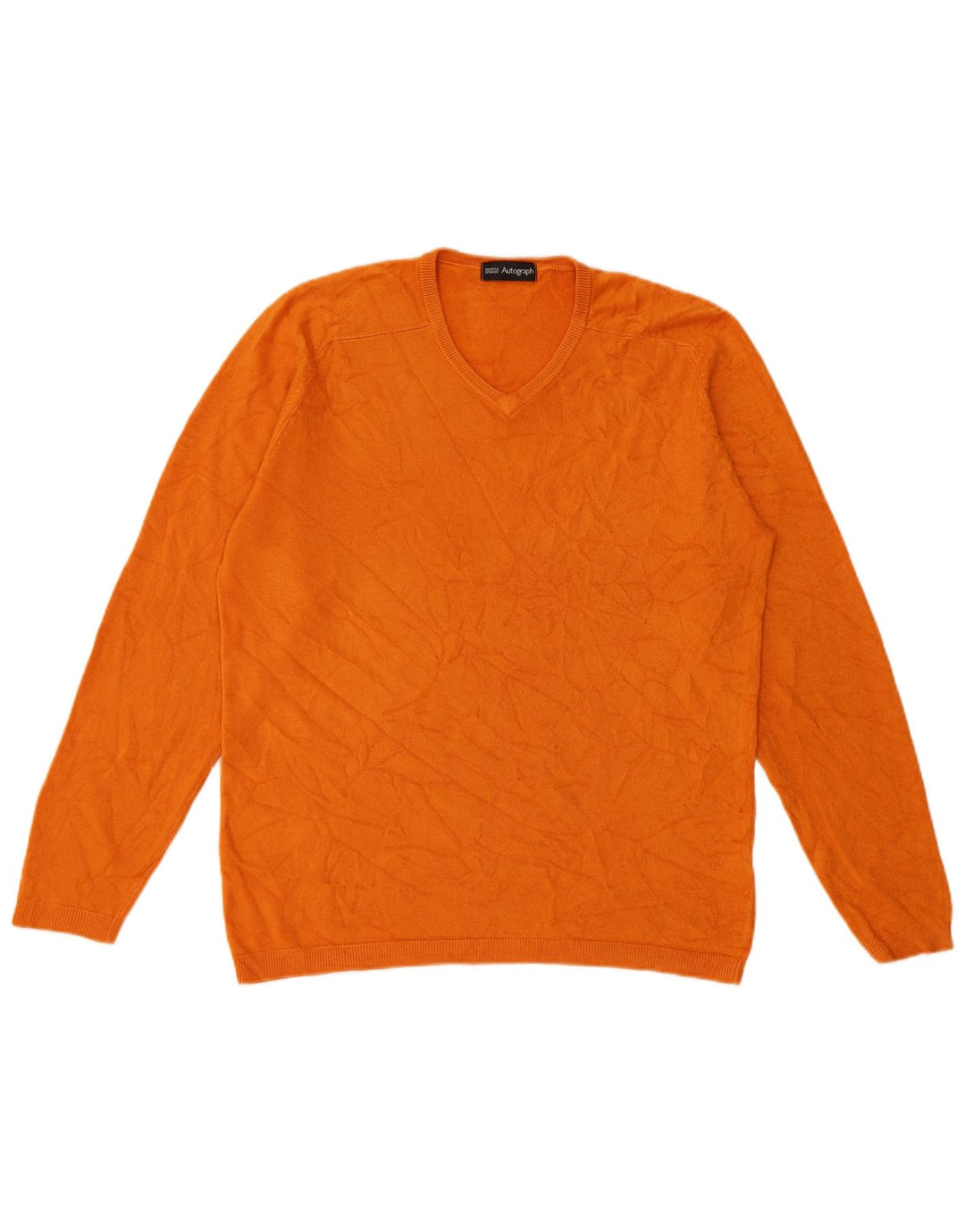 Suéter masculino Marks & Spencer Autograph com decote em V pequeno laranja acrílico