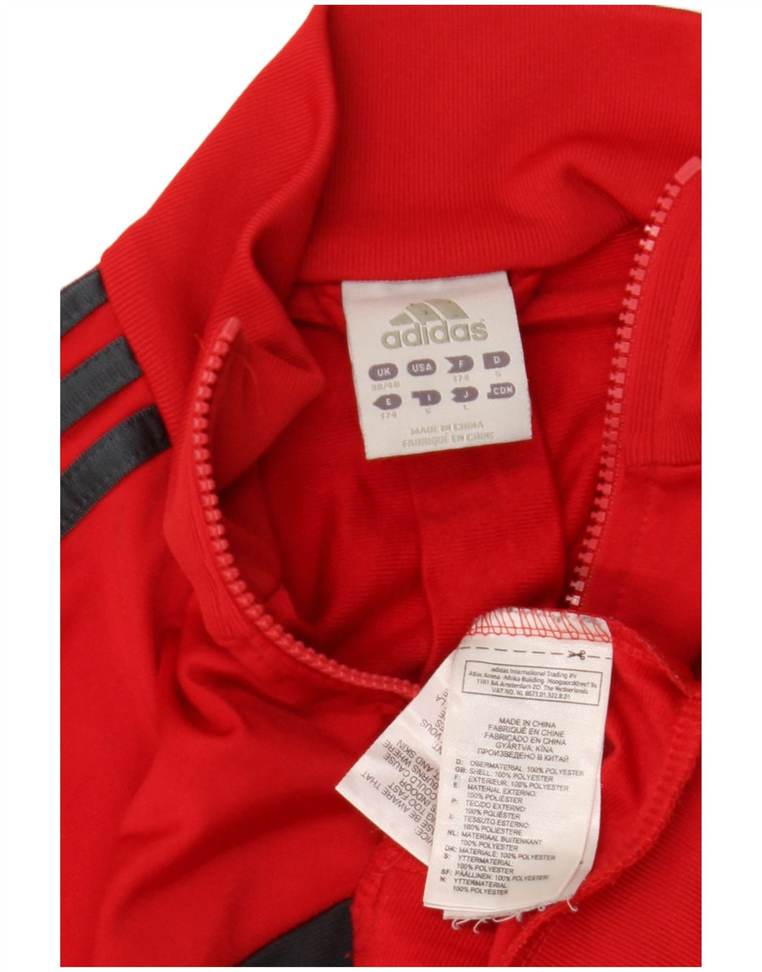 ADIDAS Mens Tracksuit Top Jacket UK 38/40 Médio Vermelho Colourblock Poliéster
