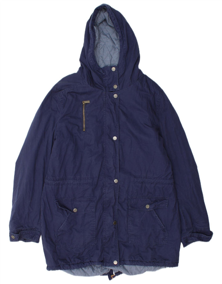Jaqueta Parka com capuz feminina Fat Face Reino Unido 18 XL algodão azul marinho