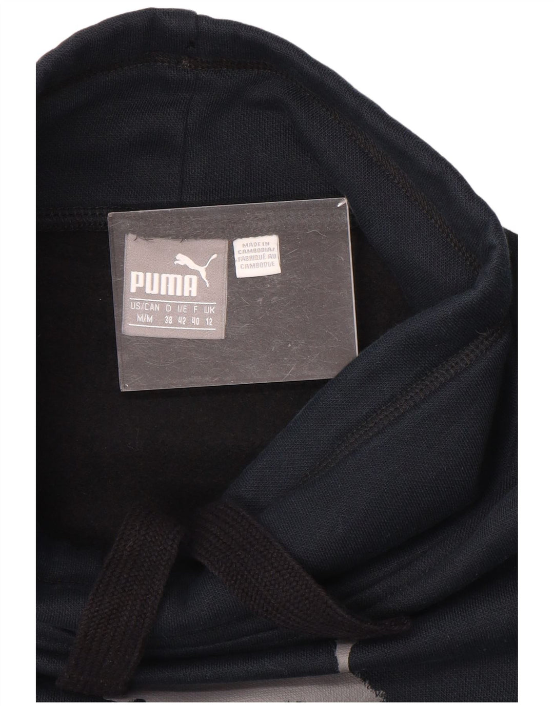PUMA feminino gráfico moletom jumper UK 12 médio azul marinho