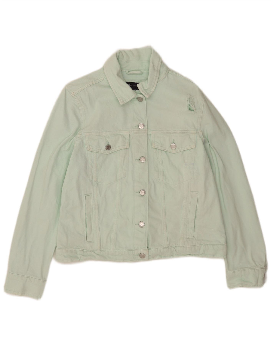 Jaqueta jeans feminina Marks & Spencer UK 12 algodão verde médio
