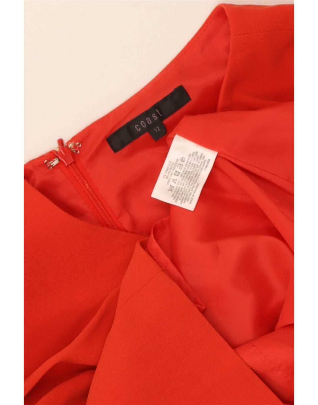 Vestido feminino Coast com bainha de manga comprida Reino Unido 12 Triacetato vermelho médio