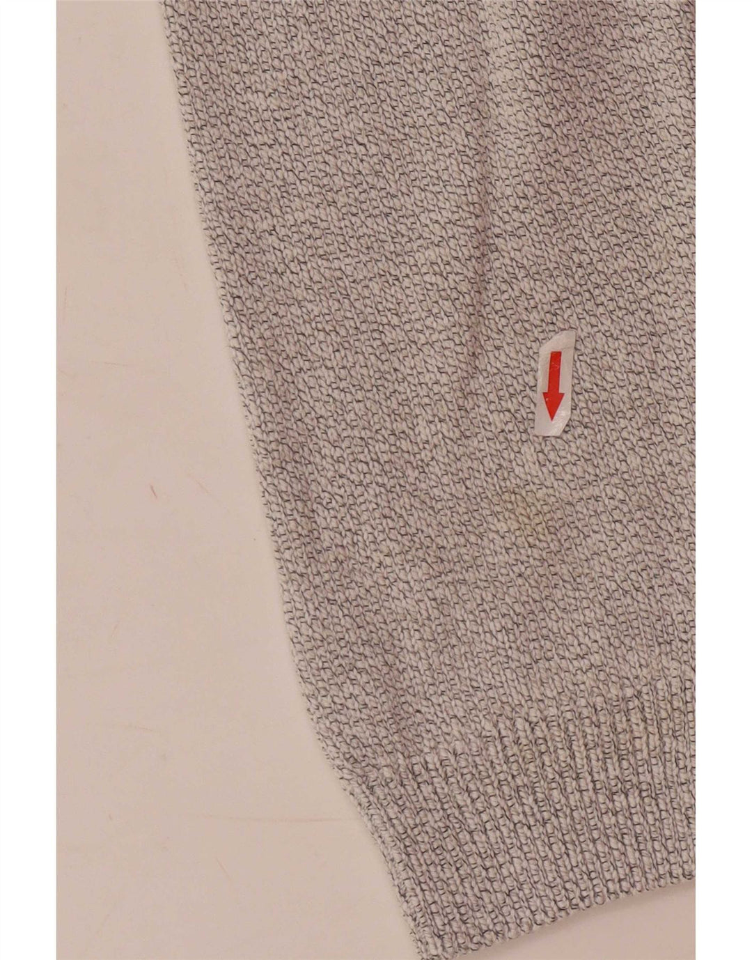 Suéter masculino Marks & Spencer com zíper e gola grande de algodão manchado branco