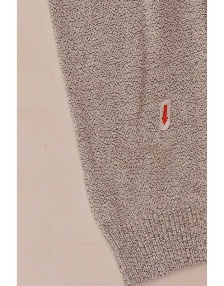 Suéter masculino Marks & Spencer com zíper e gola grande de algodão manchado branco