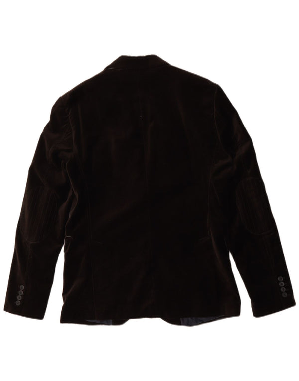 Zara Jaqueta blazer masculina de veludo com 2 botões EU 50 poliéster marrom médio