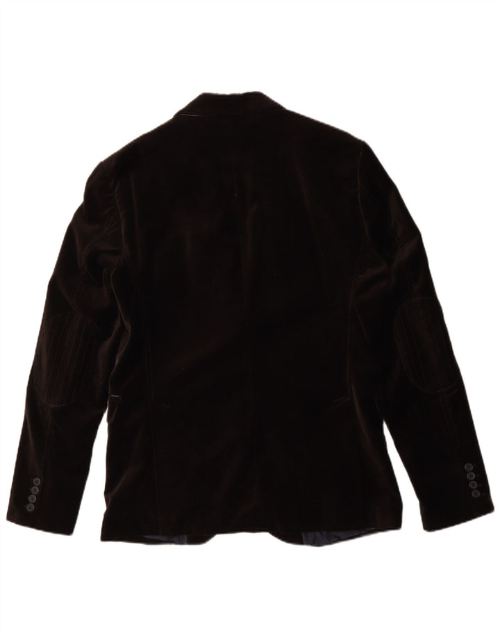 Zara Jaqueta blazer masculina de veludo com 2 botões EU 50 poliéster marrom médio