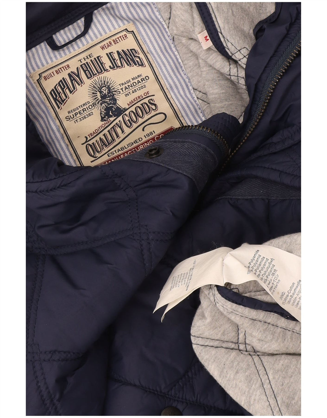Jaqueta acolchoada masculina Replay UK 38 médio azul marinho poliamida
