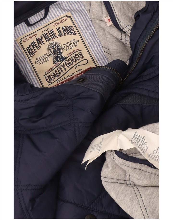 Jaqueta acolchoada masculina Replay UK 38 médio azul marinho poliamida