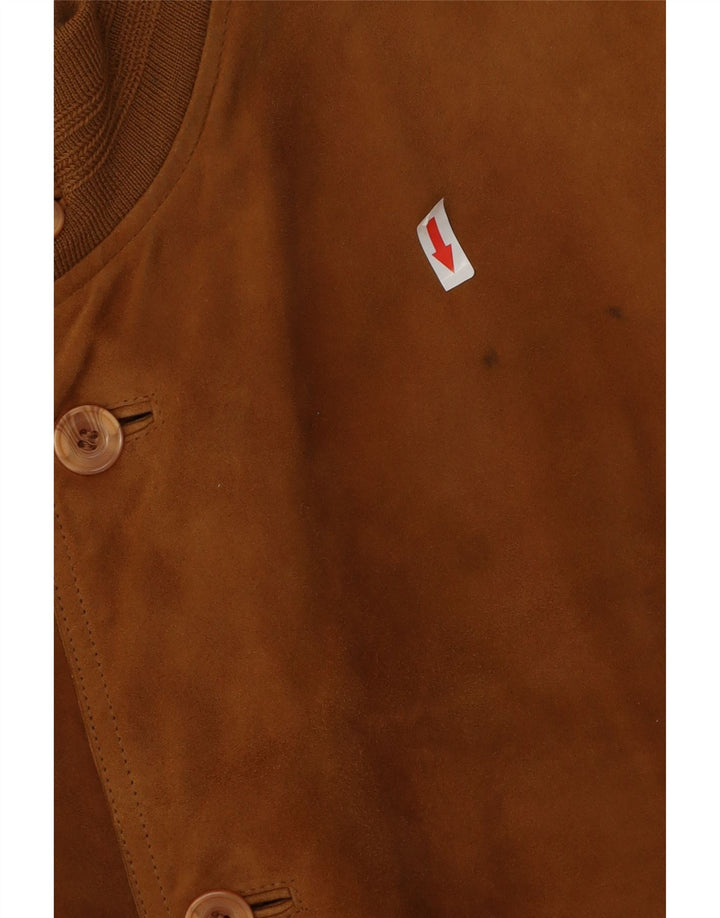 Jaqueta bomber masculina vintage de camurça IT 54 2XL couro marrom