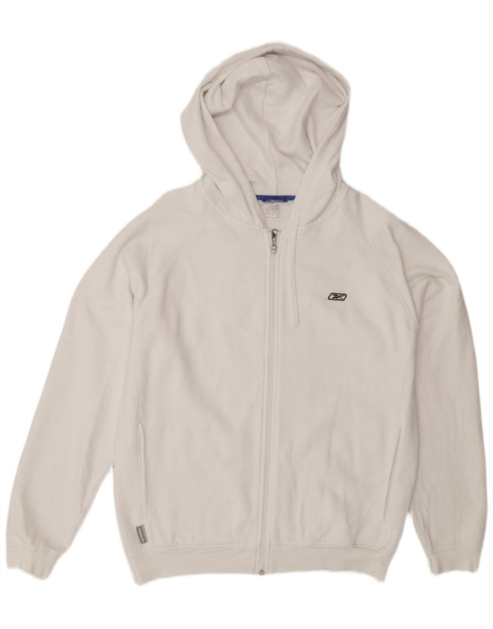 Suéter Reebok masculino com capuz e zíper pequeno algodão branco