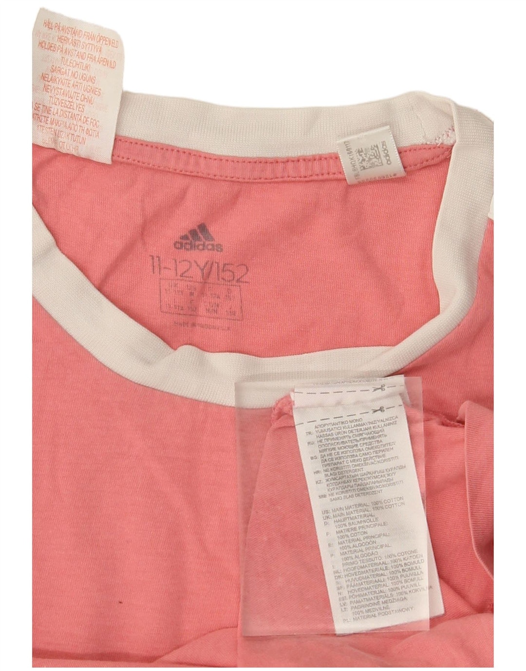 Camiseta Adidas Menina 11-12 Anos Rosa Colorblock Algodão