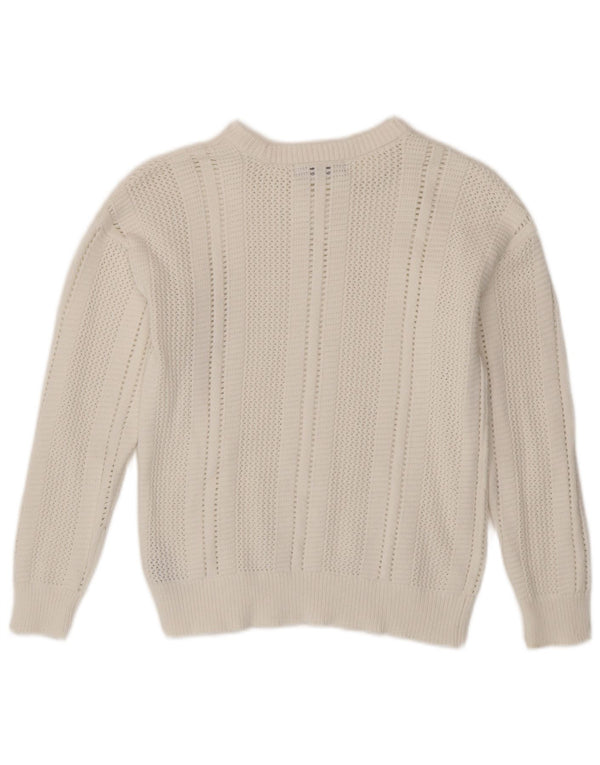 Suéter feminino Marks & Spencer com gola canoa Reino Unido 6 XS algodão branco