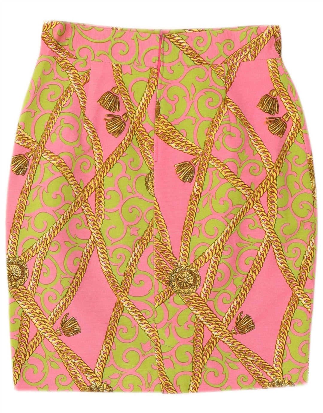 Conjunto de saia feminina vintage gráfica de 2 peças IT 44 médio W28 rosa paisley